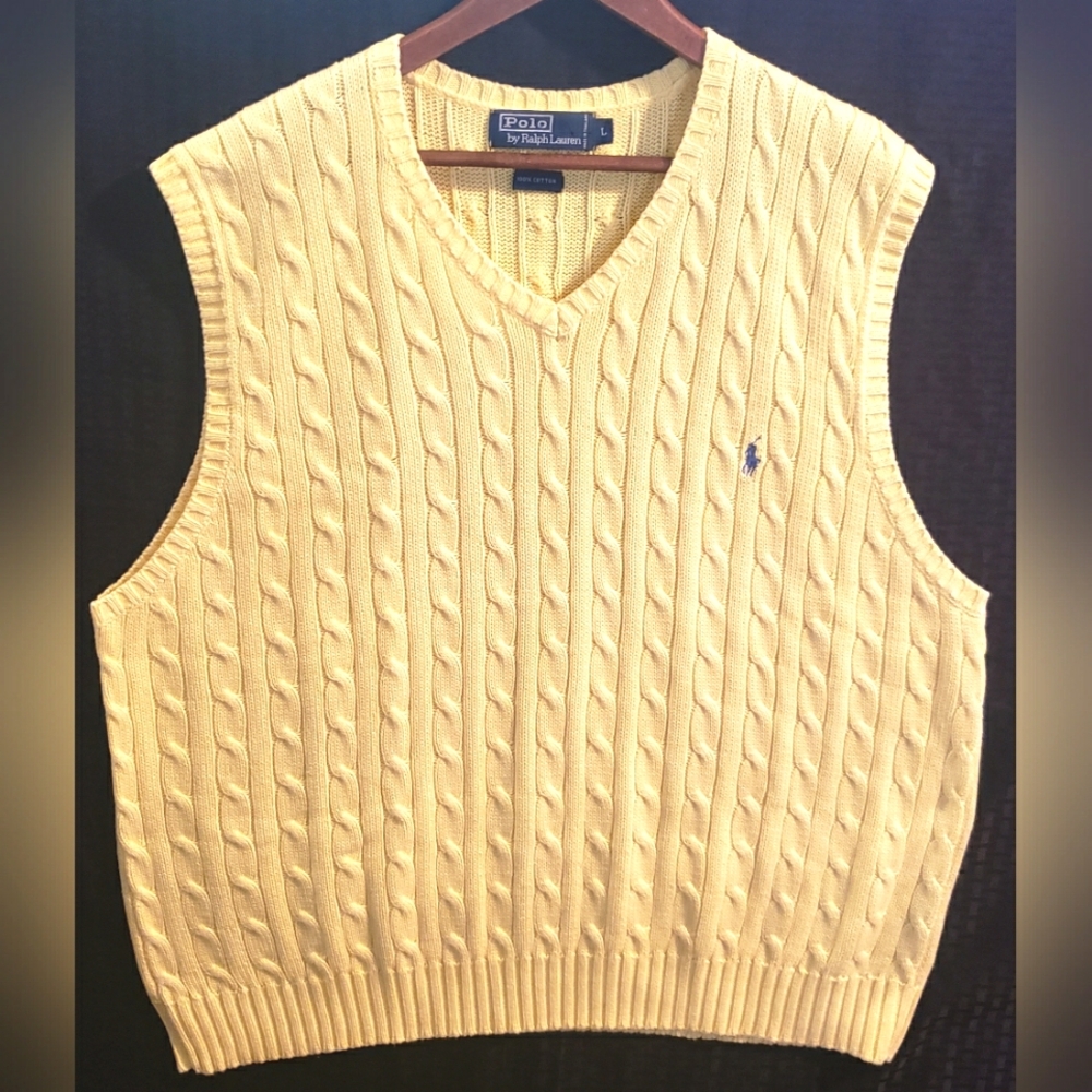 Ralph Lauren Polo Cable Knit Sweater Vest Vintage Large